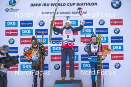22.12.2019, Annecy-Le Grand Bornand, France (FRA): Dorothea Wierer (ITA), Tiril Eckhoff (NOR), Linn Persson (SWE), (l-r) -  IBU world cup biathlon, mass women, Annecy-Le Grand Bornand (FRA). www.nordicfocus.com. © Thibaut/NordicFocus. Every downloaded picture is fee-liable.
