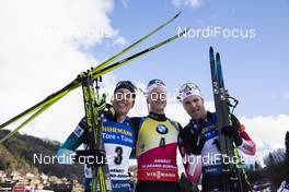 21.12.2019, Annecy-Le Grand Bornand, France (FRA): Quentin Fillon Maillet (FRA), Johannes Thingnes Boe (NOR), Vetle Sjaastad Christiansen (NOR), (l-r) -  IBU world cup biathlon, pursuit men, Annecy-Le Grand Bornand (FRA). www.nordicfocus.com. © Manzoni/NordicFocus. Every downloaded picture is fee-liable.