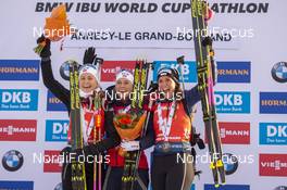 21.12.2019, Annecy-Le Grand Bornand, France (FRA): Ingrid Landmark Tandrevold (NOR), Tiril Eckhoff (NOR), Lena Haecki (SUI), (l-r) -  IBU world cup biathlon, pursuit women, Annecy-Le Grand Bornand (FRA). www.nordicfocus.com. © Thibaut/NordicFocus. Every downloaded picture is fee-liable.
