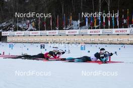 19.12.2019, Annecy-Le Grand Bornand, France (FRA): Johannes Thingnes Boe (NOR), Martin Fourcade (FRA), (l-r) -  IBU world cup biathlon, sprint men, Annecy-Le Grand Bornand (FRA). www.nordicfocus.com. © Manzoni/NordicFocus. Every downloaded picture is fee-liable.