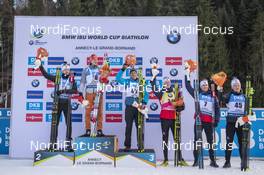 19.12.2019, Annecy-Le Grand Bornand, France (FRA): Tarjei Boe (NOR), Benedikt Doll (GER), Quentin Fillon Maillet (FRA), Johannes Thingnes Boe (NOR), Erlend Bjoentegaard (NOR), Johannes Dale (NOR), (l-r) -  IBU world cup biathlon, sprint men, Annecy-Le Grand Bornand (FRA). www.nordicfocus.com. © Thibaut/NordicFocus. Every downloaded picture is fee-liable.
