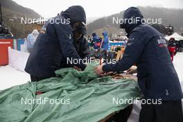 20.12.2019, Annecy-Le Grand Bornand, France (FRA): Event Feature: volunteers cover the transponders -  IBU world cup biathlon, sprint women, Annecy-Le Grand Bornand (FRA). www.nordicfocus.com. © Manzoni/NordicFocus. Every downloaded picture is fee-liable.