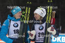 20.12.2019, Annecy-Le Grand Bornand, France (FRA): Justine Braisaz (FRA), Tiril Eckhoff (NOR), (l-r) -  IBU world cup biathlon, sprint women, Annecy-Le Grand Bornand (FRA). www.nordicfocus.com. © Manzoni/NordicFocus. Every downloaded picture is fee-liable.