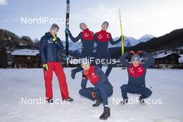 18.12.2019, Annecy-Le Grand Bornand, France (FRA): Vegard Bitnes (NOR), coach Team USA, Alex Howe (USA), Leif Nordgren (USA), Sean Doherty (USA), Travis Cooper (USA), (l-r) -  IBU world cup biathlon, training, Annecy-Le Grand Bornand (FRA). www.nordicfocus.com. © Manzoni/NordicFocus. Every downloaded picture is fee-liable.