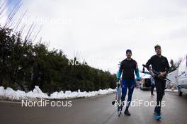 18.12.2019, Annecy-Le Grand Bornand, France (FRA): Simon Desthieux (FRA), Antonin Guigonnat (FRA), (l-r) -  IBU world cup biathlon, training, Annecy-Le Grand Bornand (FRA). www.nordicfocus.com. © Manzoni/NordicFocus. Every downloaded picture is fee-liable.