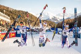 01.01.2019, Val Mustair, Switzerland (SUI): Sophie Caldwell (USA), Stina Nilsson (SWE), Jessica Diggins (USA), (l-r)  - FIS world cup cross-country, tour de ski, individual sprint, Val Mustair (SUI). www.nordicfocus.com. © Modica/NordicFocus. Every downloaded picture is fee-liable.