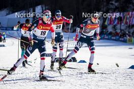 01.01.2019, Val Mustair, Switzerland (SUI): Johannes Hoesflot Klaebo (NOR), Simen Hegstad Krueger (NOR), Eirik Brandsdal (NOR), (l-r)  - FIS world cup cross-country, tour de ski, individual sprint, Val Mustair (SUI). www.nordicfocus.com. © Modica/NordicFocus. Every downloaded picture is fee-liable.