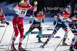 01.01.2019, Val Mustair, Switzerland (SUI): Evgeniy Belov (RUS), Baptiste Gros (FRA), Eirik Brandsdal (NOR), (l-r)  - FIS world cup cross-country, tour de ski, individual sprint, Val Mustair (SUI). www.nordicfocus.com. © Modica/NordicFocus. Every downloaded picture is fee-liable.