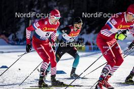 01.01.2019, Val Mustair, Switzerland (SUI): Sergey Ustiugov (RUS), Baptiste Gros (FRA), (l-r)  - FIS world cup cross-country, tour de ski, individual sprint, Val Mustair (SUI). www.nordicfocus.com. © Modica/NordicFocus. Every downloaded picture is fee-liable.