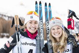 01.01.2019, Val Mustair, Switzerland (SUI): Sophie Caldwell (USA), Jessica Diggins (USA), (l-r)  - FIS world cup cross-country, tour de ski, individual sprint, Val Mustair (SUI). www.nordicfocus.com. © Modica/NordicFocus. Every downloaded picture is fee-liable.