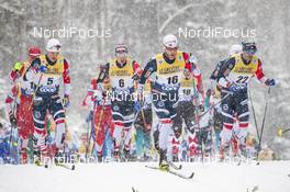 02.01.2019, Oberstdorf, Germany (GER): Sindre Bjoernestad Skar (NOR), Simen Hegstad Krueger (NOR), Martin Johnsrud Sundby (NOR), Sergey Ustiugov (RUS), Hans Christer Holund (NOR), (l-r)  - FIS world cup cross-country, tour de ski, mass men, Oberstdorf (GER). www.nordicfocus.com. © Modica/NordicFocus. Every downloaded picture is fee-liable.