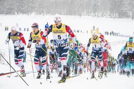 02.01.2019, Oberstdorf, Germany (GER): Emil Iversen (NOR), Sindre Bjoernestad Skar (NOR), Alexander Bolshunov (RUS), Finn Haagen Krogh (NOR), (l-r)  - FIS world cup cross-country, tour de ski, mass men, Oberstdorf (GER). www.nordicfocus.com. © Modica/NordicFocus. Every downloaded picture is fee-liable.
