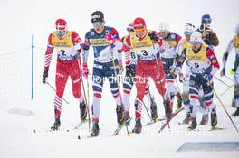 02.01.2019, Oberstdorf, Germany (GER): Johannes Hoesflot Klaebo (NOR), Sergey Ustiugov (RUS), Alexander Bolshunov (RUS), (l-r)  - FIS world cup cross-country, tour de ski, mass men, Oberstdorf (GER). www.nordicfocus.com. © Modica/NordicFocus. Every downloaded picture is fee-liable.