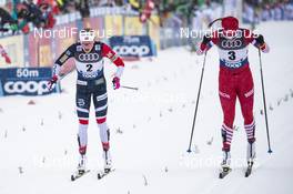 02.01.2019, Oberstdorf, Germany (GER): Ingvild Flugstad Oestberg (NOR), Natalia Nepryaeva (RUS), (l-r)  - FIS world cup cross-country, tour de ski, mass women, Oberstdorf (GER). www.nordicfocus.com. © Modica/NordicFocus. Every downloaded picture is fee-liable.