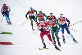 05.01.2019, Val di Fiemme, Italy (ITA): Denis Spitsov (RUS), Giandomenico Salvadori (ITA), Andrew Musgrave (GBR), (l-r)  - FIS world cup cross-country, tour de ski, mass men, Val di Fiemme (ITA). www.nordicfocus.com. © Modica/NordicFocus. Every downloaded picture is fee-liable.
