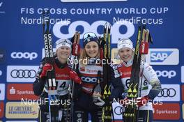 12.01.2019, Dresden, Germany (GER): Maja Dahlqvist (SWE), Stina Nilsson (SWE), Jonna Sundling (SWE), (l-r) - FIS world cup cross-country, individual sprint, Dresden (GER). www.nordicfocus.com. © Thibaut/NordicFocus. Every downloaded picture is fee-liable.