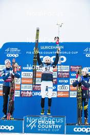 26.01.2019, Ulricehamn, Sweden (SWE): Astrid Uhrenholdt Jacobsen (NOR), Therese Johaug (NOR), Ebba Andersson (SWE), (l-r) - FIS world cup cross-country, 10km women, Ulricehamn (SWE). www.nordicfocus.com. © Modica/NordicFocus. Every downloaded picture is fee-liable.