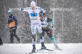 27.01.2019, Ulricehamn, Sweden (SWE): Richard Jouve (FRA), Viktor Thorn (SWE), (l-r)  - FIS world cup cross-country, 4x10km men, Ulricehamn (SWE). www.nordicfocus.com. © Modica/NordicFocus. Every downloaded picture is fee-liable.