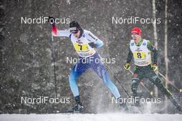 27.01.2019, Ulricehamn, Sweden (SWE): Toni Livers (SUI), Florian Notz (GER), (l-r)  - FIS world cup cross-country, 4x10km men, Ulricehamn (SWE). www.nordicfocus.com. © Modica/NordicFocus. Every downloaded picture is fee-liable.