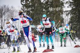 27.01.2019, Ulricehamn, Sweden (SWE): Erik Bjornsen (USA), Bjoern Sandstroem (SWE), Valentin Chauvin (FRA), (l-r)  - FIS world cup cross-country, 4x10km men, Ulricehamn (SWE). www.nordicfocus.com. © Modica/NordicFocus. Every downloaded picture is fee-liable.