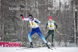 27.01.2019, Ulricehamn, Sweden (SWE): Toni Livers (SUI), Florian Notz (GER), (l-r)  - FIS world cup cross-country, 4x10km men, Ulricehamn (SWE). www.nordicfocus.com. © Modica/NordicFocus. Every downloaded picture is fee-liable.