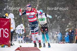 27.01.2019, Ulricehamn, Sweden (SWE): Didrik Toenseth (NOR), Maurice Manificat (FRA), (l-r)  - FIS world cup cross-country, 4x10km men, Ulricehamn (SWE). www.nordicfocus.com. © Modica/NordicFocus. Every downloaded picture is fee-liable.