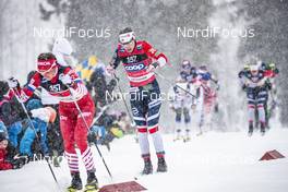 27.01.2019, Ulricehamn, Sweden (SWE): Yulia Belorukova (RUS), Heidi Weng (NOR), (l-r)  - FIS world cup cross-country, 4x5km women, Ulricehamn (SWE). www.nordicfocus.com. © Modica/NordicFocus. Every downloaded picture is fee-liable.