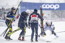 27.01.2019, Ulricehamn, Sweden (SWE): Evelina Settlin (SWE), Ebba Andersson (SWE), Charlotte Kalla (SWE), Jonna Sundling (SWE), (l-r)  - FIS world cup cross-country, 4x5km women, Ulricehamn (SWE). www.nordicfocus.com. © Modica/NordicFocus. Every downloaded picture is fee-liable.