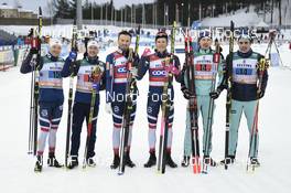 10.02.2019, Lahti Finland (FIN): Eirik Brandsdal (NOR), Sindre Bjoernestad Skar (NOR), Emil Iversen (NOR), Johannes Hoesflot Klaebo (NOR), Iivo Niskanen (FIN), Ristomatti Hakola (FIN) - FIS world cup cross-country, team sprint, Lahti (FIN). www.nordicfocus.com. © Thibaut/NordicFocus. Every downloaded picture is fee-liable.