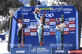 17.02.2019, Cogne, Italy (ITA): Nadine Faehndrich (SUI), Kerttu Niskanen (FIN), Natalia Nepryaeva (RUS), (l-r) - FIS world cup cross-country, 10km women, Cogne (ITA). www.nordicfocus.com. © Thibaut/NordicFocus. Every downloaded picture is fee-liable.