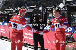 17.02.2019, Cogne, Italy (ITA): Sergey Ustiugov (RUS), Alexander Bolshunov (RUS) - FIS world cup cross-country, 15km men, Cogne (ITA). www.nordicfocus.com. © Thibaut/NordicFocus. Every downloaded picture is fee-liable.