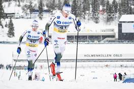 09.03.2019, Oslo, Norway (NOR): Fredrik Andersson (SWE), Marcus Ruus (SWE), (l-r)  - FIS world cup cross-country, mass men, Oslo (NOR). www.nordicfocus.com. © Modica/NordicFocus. Every downloaded picture is fee-liable.