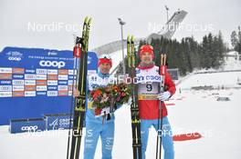 09.03.2019, Oslo, Norway (NOR): Maxim Vylegzhanin (RUS), Andrey Larkov (RUS) - FIS world cup cross-country, mass men, Oslo (NOR). www.nordicfocus.com. © Thibaut/NordicFocus. Every downloaded picture is fee-liable.
