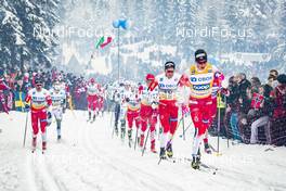 09.03.2019, Oslo, Norway (NOR): Hans Christer Holund (NOR), Jens Burman (SWE), Martin Johnsrud Sundby (NOR), Emil Iversen (NOR), Johannes Hoesflot Klaebo (NOR), Alexander Bolshunov (RUS), (l-r)  - FIS world cup cross-country, mass men, Oslo (NOR). www.nordicfocus.com. © Modica/NordicFocus. Every downloaded picture is fee-liable.