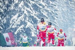09.03.2019, Oslo, Norway (NOR): Johannes Hoesflot Klaebo (NOR), Emil Iversen (NOR), Alexey Chervotkin (RUS), (l-r)  - FIS world cup cross-country, mass men, Oslo (NOR). www.nordicfocus.com. © Modica/NordicFocus. Every downloaded picture is fee-liable.