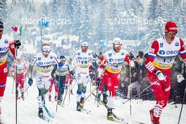 09.03.2019, Oslo, Norway (NOR): Jens Burman (SWE), Daniel Rickardsson (SWE), Martin Johnsrud Sundby (NOR), Alexander Bessmertnykh (RUS), (l-r)  - FIS world cup cross-country, mass men, Oslo (NOR). www.nordicfocus.com. © Modica/NordicFocus. Every downloaded picture is fee-liable.