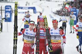 09.03.2019, Oslo, Norway (NOR): Maxim Vylegzhanin (RUS), Alexander Bolshunov (RUS), Andrey Larkov (RUS) - FIS world cup cross-country, mass men, Oslo (NOR). www.nordicfocus.com. © Thibaut/NordicFocus. Every downloaded picture is fee-liable.