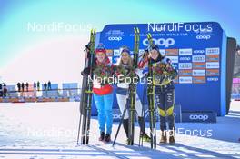 10.03.2019, Oslo, Norway (NOR): Natalia Nepryaeva (RUS), Therese Johaug (NOR), Natalia Nepryaeva (RUS) - FIS world cup cross-country, mass women, Oslo (NOR). www.nordicfocus.com. © Thibaut/NordicFocus. Every downloaded picture is fee-liable.