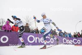 12.03.2019, Drammen, Norway (NOR): Gjoeran Tefre (NOR), Calle Halfvarsson (SWE), (l-r)  - FIS world cup cross-country, individual sprint, Drammen (NOR). www.nordicfocus.com. © Lyngstad/NordicFocus. Every downloaded picture is fee-liable.