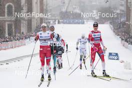 12.03.2019, Drammen, Norway (NOR): Eirik Brandsdal (NOR), Richard Jouve (FRA), Johannes Hoesflot Klaebo (NOR), (l-r)  - FIS world cup cross-country, individual sprint, Drammen (NOR). www.nordicfocus.com. © Lyngstad/NordicFocus. Every downloaded picture is fee-liable.