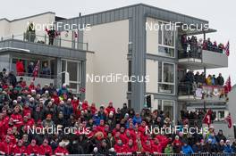 12.03.2019, Drammen, Norway (NOR): Spectators in Drammen watching from VIP tribune and private balconies.  Venue - FIS world cup cross-country, individual sprint, Drammen (NOR). www.nordicfocus.com. © Lyngstad/NordicFocus. Every downloaded picture is fee-liable.
