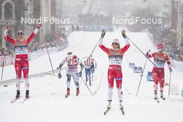 12.03.2019, Drammen, Norway (NOR): Astrid Uhrenholdt Jacobsen (NOR), Stina Nilsson (SWE), Maiken Caspersen Falla (NOR), Natalia Nepryaeva (RUS), (l-r)  - FIS world cup cross-country, individual sprint, Drammen (NOR). www.nordicfocus.com. © Lyngstad/NordicFocus. Every downloaded picture is fee-liable.