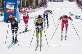 12.03.2019, Drammen, Norway (NOR): Ane Appelkvist Stenseth (NOR), Tiril Udnes Weng (NOR), Anamarija Lampic (SLO), Yulia Belorukova (RUS), (l-r)  - FIS world cup cross-country, individual sprint, Drammen (NOR). www.nordicfocus.com. © Lyngstad/NordicFocus. Every downloaded picture is fee-liable.