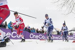 12.03.2019, Drammen, Norway (NOR): Johannes Hoesflot Klaebo (NOR), Joni Maeki (FIN), (l-r)  - FIS world cup cross-country, individual sprint, Drammen (NOR). www.nordicfocus.com. © Lyngstad/NordicFocus. Every downloaded picture is fee-liable.