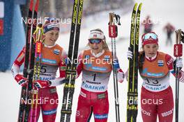 12.03.2019, Drammen, Norway (NOR): Astrid Uhrenholdt Jacobsen (NOR), Maiken Caspersen Falla (NOR), Natalia Nepryaeva (RUS), (l-r)  - FIS world cup cross-country, individual sprint, Drammen (NOR). www.nordicfocus.com. © Lyngstad/NordicFocus. Every downloaded picture is fee-liable.