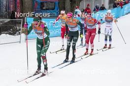 12.03.2019, Drammen, Norway (NOR): Greta Laurent (ITA), Laura Gimmler (GER), Evgenia Shapovalova (RUS), Sophie Caldwell (USA), Jonna Sundling (SWE), (l-r)  - FIS world cup cross-country, individual sprint, Drammen (NOR). www.nordicfocus.com. © Lyngstad/NordicFocus. Every downloaded picture is fee-liable.