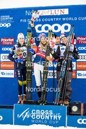 17.03.2019, Falun, Sweden (SWE): Ebba Andersson (SWE), Therese Johaug (NOR), Jessica Diggins (USA), (l-r) - FIS world cup cross-country, 10km women, Falun (SWE). www.nordicfocus.com. © Modica/NordicFocus. Every downloaded picture is fee-liable.