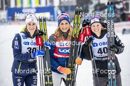 17.03.2019, Falun, Sweden (SWE): Ebba Andersson (SWE), Therese Johaug (NOR), Jessica Diggins (USA), (l-r)  - FIS world cup cross-country, 10km women, Falun (SWE). www.nordicfocus.com. © Modica/NordicFocus. Every downloaded picture is fee-liable.