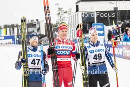 17.03.2019, Falun, Sweden (SWE): Martin Johnsrud Sundby (NOR), Alexander Bolshunov (RUS), Didrik Toenseth (NOR), (l-r)  - FIS world cup cross-country, 15km men, Falun (SWE). www.nordicfocus.com. © Modica/NordicFocus. Every downloaded picture is fee-liable.