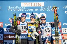 16.03.2019, Falun, Sweden (SWE): Emil Iversen (NOR), Johannes Hoesflot Klaebo (NOR), Sindre Bjoernestad Skar (NOR), (l-r) - FIS world cup cross-country, individual sprint, Falun (SWE). www.nordicfocus.com. © Modica/NordicFocus. Every downloaded picture is fee-liable.